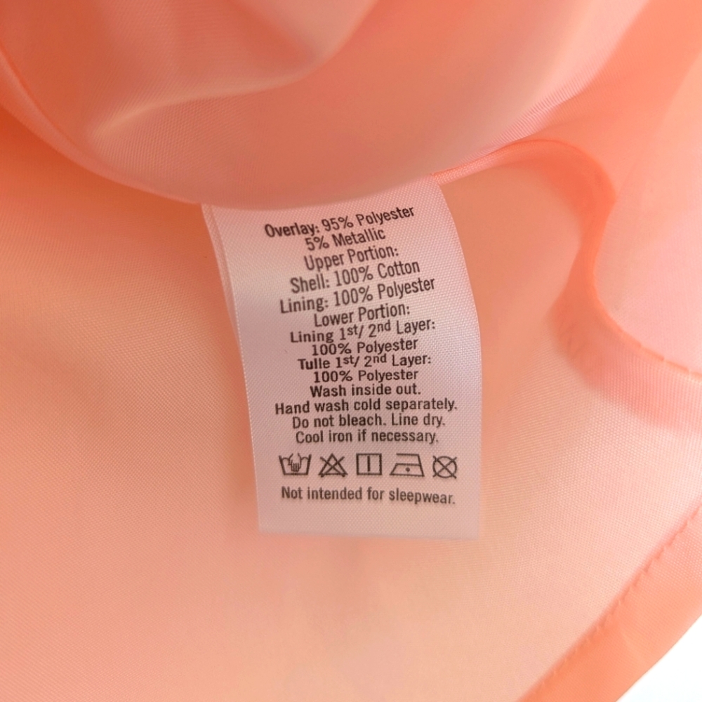 Janie and Jack Pleated Pink Peach Dress with Gold Embroidered Dots - Size 4T - Picture 9 of 10